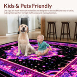 Ultra Soft Area Rug, Non Slip, Stain Resistant, Washable Area Rugs for Living Room, Bedroom, Striking Colorful Optical Illusion(Purple)