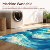 Ultra Soft Area Rug, Non Slip, Stain Resistant, Washable Area Rugs for Living Room, Bedroom, Coastal Ocean Wave Blue Nursery Washable Rug(Blue)