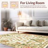 Ultra Soft Area Rug, Non Slip, Stain Resistant, Washable Area Rugs for Living Room, Bedroom, Beige Garden Floral(Beige)