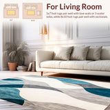 Ultra Soft Area Rug, Non Slip, Stain Resistant, Washable Area Rugs for Living Room, Bedroom, Contemporary Geometric Waves with Gray Light Blue and Cream Accents(Gray)