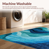 Ultra Soft Area Rug, Non Slip, Stain Resistant, Washable Area Rugs for Living Room, Bedroom, Elegant Textured Modern Aesthetic(Blue)
