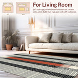 Ultra Soft Area Rug, Non Slip, Stain Resistant, Washable Area Rugs for Living Room, Bedroom, Sleek Minimalist Black and White Motif(Black)