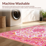 Ultra Soft Area Rug, Non Slip, Stain Resistant, Washable Area Rugs for Living Room, Bedroom, Whimsical Colorful Medallion Arrangement(Orange)