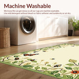 Ultra Soft Area Rug, Non Slip, Stain Resistant, Washable Area Rugs for Living Room, Bedroom, Artistic Abstract Insect Imagery(Beige)
