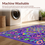 Ultra Soft Area Rug, Non Slip, Stain Resistant, Washable Area Rugs for Living Room, Bedroom, Chic Color Burst Graphic Motif(Purple)