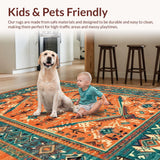 Ultra Soft Area Rug, Non Slip, Stain Resistant, Washable Area Rugs for Living Room, Bedroom, Whimsical Color Block Arrangement(Orange)