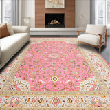 Ultra Soft Area Rug, Non Slip, Stain Resistant, Washable Area Rugs for Living Room, Bedroom, Modern Subtle Geometric Composition(Pink)