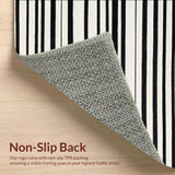 Ultra Soft Area Rug, Non Slip, Stain Resistant, Washable Area Rugs for Living Room, Bedroom, Graphic Dual Color Stripe Rug with Clean Edged Monochrome Bands(Black)