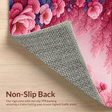 Ultra Soft Area Rug, Non Slip, Stain Resistant, Washable Area Rugs for Living Room, Bedroom, Coquette Pastel Rose Washable Door Mat for Hotels(Pink)