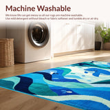 Ultra Soft Area Rug, Non Slip, Stain Resistant, Washable Area Rugs for Living Room, Bedroom, Whimsical Animal Character Pattern(Blue)