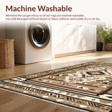 Ultra Soft Area Rug, Non Slip, Stain Resistant, Washable Area Rugs for Living Room, Bedroom, Geometric Earth Tone Mosaic(Brown)