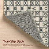 Ultra Soft Area Rug, Non Slip, Stain Resistant, Washable Area Rugs for Living Room, Bedroom, Rustic Charcoal Tiled Motif(Beige)