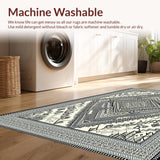 Ultra Soft Area Rug, Non Slip, Stain Resistant, Washable Area Rugs for Living Room, Bedroom, Rustic Monochrome Ogee Design(Gray)