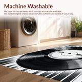 Ultra Soft Area Rug, Non Slip, Stain Resistant, Washable Area Rugs for Living Room, Bedroom, Retro Black Music Record Bedroom Floor Rug(Black)