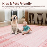 Ultra Soft Area Rug, Non Slip, Stain Resistant, Washable Area Rugs for Living Room, Bedroom, Sleek Modern Textured Shag(Pink)