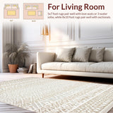 Ultra Soft Area Rug, Non Slip, Stain Resistant, Washable Area Rugs for Living Room, Bedroom, Calming Soft Patterned Decor(Beige)