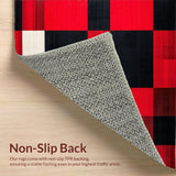 Ultra Soft Area Rug, Non Slip, Stain Resistant, Washable Area Rugs for Living Room, Bedroom, Bold Red and Black Checkerboard Motif(Red)