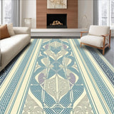 Blue Beige Country Charm Area Interlaced Oval Rustic Classic(Beige)