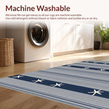 Ultra Soft Area Rug, Non Slip, Stain Resistant, Washable Area Rugs for Living Room, Bedroom, Artistic Coastal Inspired Textural Blend(Blue)