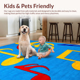 Ultra Soft Area Rug, Non Slip, Stain Resistant, Washable Area Rugs for Living Room, Bedroom, Playful Rhythm Inspired Aesthetic(Blue)