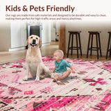 Ultra Soft Area Rug, Non Slip, Stain Resistant, Washable Area Rugs for Living Room, Bedroom, Charming Rodeo Animal Pattern(Pink)