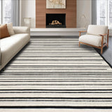 Ultra Soft Area Rug, Non Slip, Stain Resistant, Washable Area Rugs for Living Room, Bedroom, Monochrome Linear Weave Rug with Bold Striped Geometry and Black White Contrast(Black)