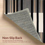 Ultra Soft Area Rug, Non Slip, Stain Resistant, Washable Area Rugs for Living Room, Bedroom, Reversible Patio Area with Minimalist Striped and UV Protection(Black)