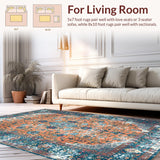 Ultra Soft Area Rug, Non Slip, Stain Resistant, Washable Area Rugs for Living Room, Bedroom, Sophisticated Rust Ogee Pattern(Orange)