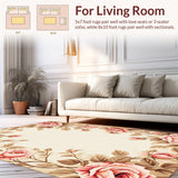 Ultra Soft Area Rug, Non Slip, Stain Resistant, Washable Area Rugs for Living Room, Bedroom, Delicate Girly Circle Arrangement(Beige)
