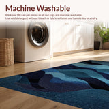 Ultra Soft Area Rug, Non Slip, Stain Resistant, Washable Area Rugs for Living Room, Bedroom, Sea Creature Ocean Carpet Marine Abyss Theme Rug(Blue)