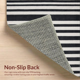 Ultra Soft Area Rug, Non Slip, Stain Resistant, Washable Area Rugs for Living Room, Bedroom, Retro Black & White Striped Rug: Modern Geometric Area Rug(Black)
