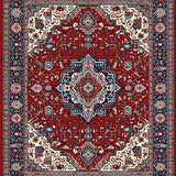 Ultra Soft Area Rug, Non Slip, Stain Resistant, Washable Area Rugs for Living Room, Bedroom, Luxurious Ornate Patterned Accent(Red)