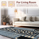 Ultra Soft Area Rug, Non Slip, Stain Resistant, Washable Area Rugs for Living Room, Bedroom, Contemporary Stained Patterned Surface(Blue)