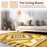Ultra Soft Area Rug, Non Slip, Stain Resistant, Washable Area Rugs for Living Room, Bedroom, Contemporary Southwestern Print Style(Yellow)