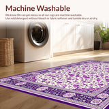 Ultra Soft Area Rug, Non Slip, Stain Resistant, Washable Area Rugs for Living Room, Bedroom, Trendy Minimalist Floral Aesthetic(Purple)