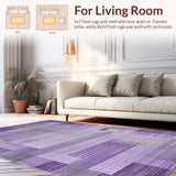 Ultra Soft Area Rug, Non Slip, Stain Resistant, Washable Area Rugs for Living Room, Bedroom, Luxurious Silver and Purple Palette(Purple)