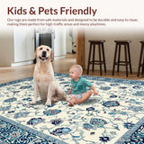 Ultra Soft Area Rug, Non Slip, Stain Resistant, Washable Area Rugs for Living Room, Bedroom, Rustic Vintage Diamond Composition(Beige)