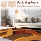 Ultra Soft Area Rug, Non Slip, Stain Resistant, Washable Area Rugs for Living Room, Bedroom, Artistic Neutral Tone Meditation Space Non-Shedding Rug(Brown)