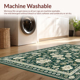 Ultra Soft Area Rug, Non Slip, Stain Resistant, Washable Area Rugs for Living Room, Bedroom, Elegant Summer Foliage Patterns(Green)