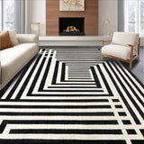 Ultra Soft Area Rug, Non Slip, Stain Resistant, Washable Area Rugs for Living Room, Bedroom, Modern Stripe Carpet(Black)