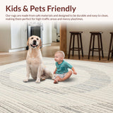 Ultra Soft Area Rug, Non Slip, Stain Resistant, Washable Area Rugs for Living Room, Bedroom, Coastal Charm Round Serene Ivory & Light Beige Woven Circle Area(Gray)