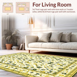 Ultra Soft Area Rug, Non Slip, Stain Resistant, Washable Area Rugs for Living Room, Bedroom, Mid-Century Earthy Toned Style(White)