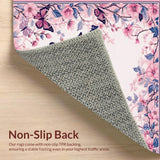 Ultra Soft Area Rug, Non Slip, Stain Resistant, Washable Area Rugs for Living Room, Bedroom, Charming Floral Scalloped Design(Pink)