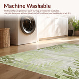 Ultra Soft Area Rug, Non Slip, Stain Resistant, Washable Area Rugs for Living Room, Bedroom, Nature-Inspired Leaf Motif(Green)