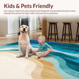 Ultra Soft Area Rug, Non Slip, Stain Resistant, Washable Area Rugs for Living Room, Bedroom, Chromatic Ocean Wave Area Dynamic Abstract Flow in Blue and Sandy Beige(Blue)
