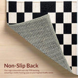Ultra Soft Area Rug, Non Slip, Stain Resistant, Washable Area Rugs for Living Room, Bedroom, Distressed Checkerboard Black Farmhouse Dining Room Rug(Black)