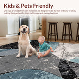 Ultra Soft Area Rug, Non Slip, Stain Resistant, Washable Area Rugs for Living Room, Bedroom, Abstract Blue Geometric Living Room Stain-Resistant Rug(Gray)