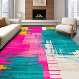 Ultra Soft Area Rug, Non Slip, Stain Resistant, Washable Area Rugs for Living Room, Bedroom, Chic Minimalist Textured Waves(Pink)