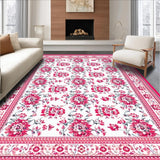 Ultra Soft Area Rug, Non Slip, Stain Resistant, Washable Area Rugs for Living Room, Bedroom, Chic Cottage Garden Aesthetic(White)