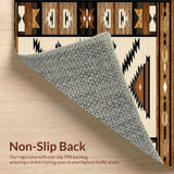 Ultra Soft Area Rug, Non Slip, Stain Resistant, Washable Area Rugs for Living Room, Bedroom, Waterproof Runner with Navajo Inspired Design(Beige)